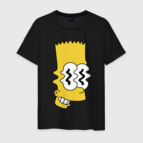 Мужская футболка хлопок с принтом Bart Simpson   glitch , 100% хлопок | прямой крой, круглый вырез горловины, длина до линии бедер, слегка спущенное плечо. | 
