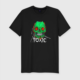 Мужская футболка хлопок Slim с принтом Toxic   Evil Skull в Санкт-Петербурге, 92% хлопок, 8% лайкра | приталенный силуэт, круглый вырез ворота, длина до линии бедра, короткий рукав | 