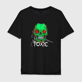 Мужская футболка хлопок Oversize с принтом Toxic   Evil Skull , 100% хлопок | свободный крой, круглый ворот, “спинка” длиннее передней части | Тематика изображения на принте: 