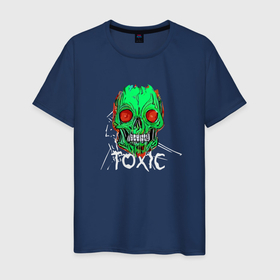Мужская футболка хлопок с принтом Toxic   Evil Skull в Санкт-Петербурге, 100% хлопок | прямой крой, круглый вырез горловины, длина до линии бедер, слегка спущенное плечо. | 