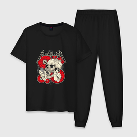 Мужская пижама хлопок с принтом American metal band в Кировске, 100% хлопок | брюки и футболка прямого кроя, без карманов, на брюках мягкая резинка на поясе и по низу штанин
 | 