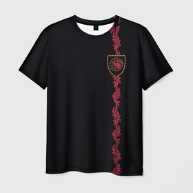 Мужская футболка 3D с принтом Дом Дракона Герб Таргариенов с орнаментов в Тюмени, 100% полиэфир | прямой крой, круглый вырез горловины, длина до линии бедер | Тематика изображения на принте: 