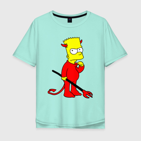 Мужская футболка хлопок Oversize с принтом Bart Simpson   devil в Тюмени, 100% хлопок | свободный крой, круглый ворот, “спинка” длиннее передней части | Тематика изображения на принте: 