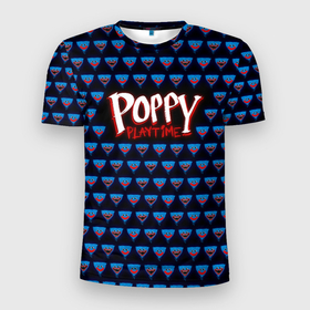 Мужская футболка 3D Slim с принтом Poppy Playtime   Huggy Wuggy Pattern в Екатеринбурге, 100% полиэстер с улучшенными характеристиками | приталенный силуэт, круглая горловина, широкие плечи, сужается к линии бедра | 