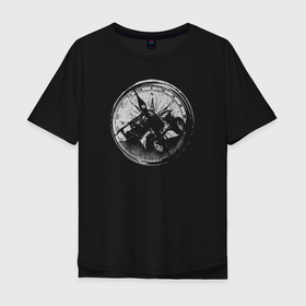 Мужская футболка хлопок Oversize с принтом Бездорожье компас в Тюмени, 100% хлопок | свободный крой, круглый ворот, “спинка” длиннее передней части | 