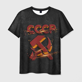 Мужская футболка 3D с принтом Серп и молот символ СССР в Курске, 100% полиэфир | прямой крой, круглый вырез горловины, длина до линии бедер | 
