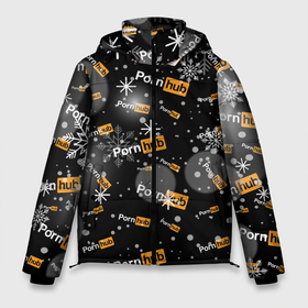Мужская зимняя куртка 3D с принтом Надписи Porn Hub   снежинки в Екатеринбурге, верх — 100% полиэстер; подкладка — 100% полиэстер; утеплитель — 100% полиэстер | длина ниже бедра, свободный силуэт Оверсайз. Есть воротник-стойка, отстегивающийся капюшон и ветрозащитная планка. 

Боковые карманы с листочкой на кнопках и внутренний карман на молнии. | 