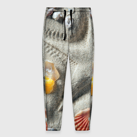 Мужские брюки 3D с принтом Звезда из песка, ракушки и две жемчужины в Новосибирске, 100% полиэстер | манжеты по низу, эластичный пояс регулируется шнурком, по бокам два кармана без застежек, внутренняя часть кармана из мелкой сетки | 