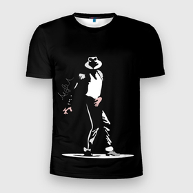 Мужская футболка 3D Slim с принтом Майкл Джексон с росписью в Белгороде, 100% полиэстер с улучшенными характеристиками | приталенный силуэт, круглая горловина, широкие плечи, сужается к линии бедра | 