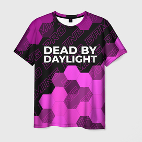 Мужская футболка 3D с принтом Dead by Daylight pro gaming: символ сверху в Екатеринбурге, 100% полиэфир | прямой крой, круглый вырез горловины, длина до линии бедер | 
