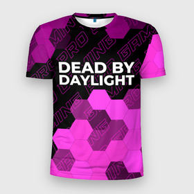 Мужская футболка 3D Slim с принтом Dead by Daylight pro gaming: символ сверху в Екатеринбурге, 100% полиэстер с улучшенными характеристиками | приталенный силуэт, круглая горловина, широкие плечи, сужается к линии бедра | 