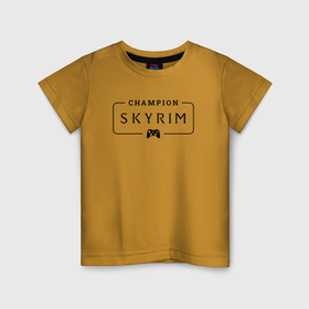 Детская футболка хлопок с принтом Skyrim gaming champion: рамка с лого и джойстиком в Кировске, 100% хлопок | круглый вырез горловины, полуприлегающий силуэт, длина до линии бедер | 