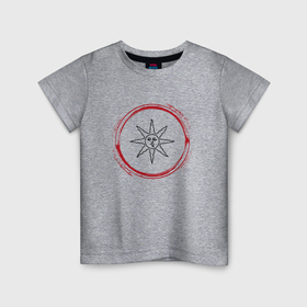 Детская футболка хлопок с принтом Символ Dark Souls и красная краска вокруг в Кировске, 100% хлопок | круглый вырез горловины, полуприлегающий силуэт, длина до линии бедер | 