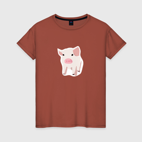 Женская футболка хлопок с принтом Минималистичная свинка в Курске, 100% хлопок | прямой крой, круглый вырез горловины, длина до линии бедер, слегка спущенное плечо | 