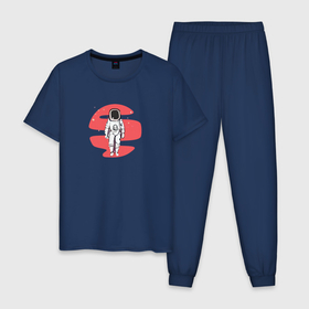 Мужская пижама хлопок с принтом Astronaut   minimal art в Новосибирске, 100% хлопок | брюки и футболка прямого кроя, без карманов, на брюках мягкая резинка на поясе и по низу штанин
 | 