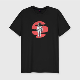 Мужская футболка хлопок Slim с принтом Astronaut   minimal art в Тюмени, 92% хлопок, 8% лайкра | приталенный силуэт, круглый вырез ворота, длина до линии бедра, короткий рукав | 