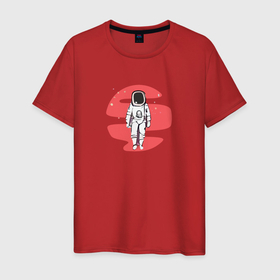 Мужская футболка хлопок с принтом Astronaut   minimal art в Екатеринбурге, 100% хлопок | прямой крой, круглый вырез горловины, длина до линии бедер, слегка спущенное плечо. | 