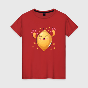 Женская футболка хлопок с принтом радостный  лимон , 100% хлопок | прямой крой, круглый вырез горловины, длина до линии бедер, слегка спущенное плечо | 