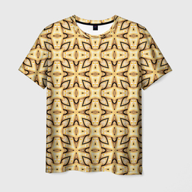 Мужская футболка 3D с принтом Объемные деревянные узоры в Санкт-Петербурге, 100% полиэфир | прямой крой, круглый вырез горловины, длина до линии бедер | 