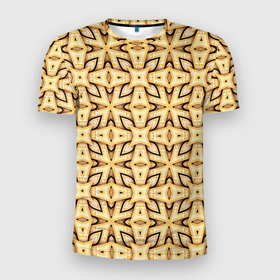 Мужская футболка 3D Slim с принтом Объемные деревянные узоры в Санкт-Петербурге, 100% полиэстер с улучшенными характеристиками | приталенный силуэт, круглая горловина, широкие плечи, сужается к линии бедра | 