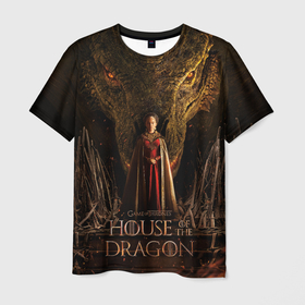 Мужская футболка 3D с принтом Дом Дракона Принцесса Рейнира Таргариен в Рязани, 100% полиэфир | прямой крой, круглый вырез горловины, длина до линии бедер | 