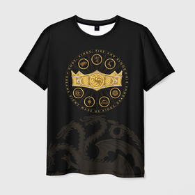 Мужская футболка 3D с принтом Дом Дракона Корона Таргариенов в Рязани, 100% полиэфир | прямой крой, круглый вырез горловины, длина до линии бедер | 