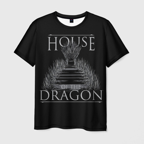 Мужская футболка 3D с принтом Дом Дракона Железный Трон в Екатеринбурге, 100% полиэфир | прямой крой, круглый вырез горловины, длина до линии бедер | 