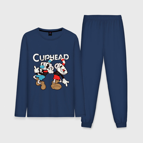 Мужская пижама с лонгсливом хлопок с принтом Cuphead   Mugman в Курске,  |  | Тематика изображения на принте: 