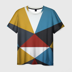 Мужская футболка 3D с принтом Абстрактный набор разноцветных геометрических фигур в Петрозаводске, 100% полиэфир | прямой крой, круглый вырез горловины, длина до линии бедер | 