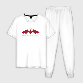 Мужская пижама хлопок с принтом Дом Дракона символ дома Таргариенов , 100% хлопок | брюки и футболка прямого кроя, без карманов, на брюках мягкая резинка на поясе и по низу штанин
 | 