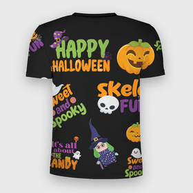 Мужская футболка 3D Slim с принтом Незабываемая ночь приключений  halloween в Санкт-Петербурге, 100% полиэстер с улучшенными характеристиками | приталенный силуэт, круглая горловина, широкие плечи, сужается к линии бедра | 
