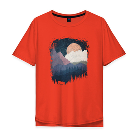 Мужская футболка хлопок Oversize с принтом Бездорожье и горы в Тюмени, 100% хлопок | свободный крой, круглый ворот, “спинка” длиннее передней части | 