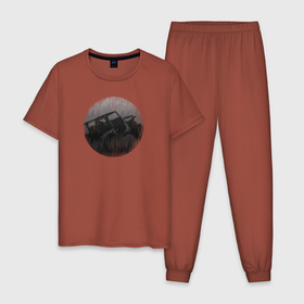 Мужская пижама хлопок с принтом Offroad авто в Екатеринбурге, 100% хлопок | брюки и футболка прямого кроя, без карманов, на брюках мягкая резинка на поясе и по низу штанин
 | 