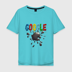 Мужская футболка хлопок Oversize с принтом Логотип GOOGLE в стиле DOODLE клякса в Белгороде, 100% хлопок | свободный крой, круглый ворот, “спинка” длиннее передней части | 
