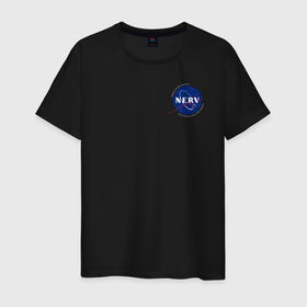 Мужская футболка хлопок с принтом NASA   NERV Evangelion   little logo , 100% хлопок | прямой крой, круглый вырез горловины, длина до линии бедер, слегка спущенное плечо. | Тематика изображения на принте: 
