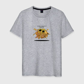 Мужская футболка хлопок с принтом Flying Spaghetti Monster  Макаронный монстр в Санкт-Петербурге, 100% хлопок | прямой крой, круглый вырез горловины, длина до линии бедер, слегка спущенное плечо. | 
