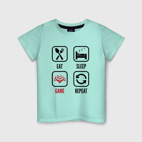 Детская футболка хлопок с принтом Eat   sleep   Warframe   repeat в Белгороде, 100% хлопок | круглый вырез горловины, полуприлегающий силуэт, длина до линии бедер | 