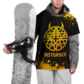 Накидка на куртку 3D с принтом Disturbed   gold gradient в Тюмени, 100% полиэстер |  | Тематика изображения на принте: 