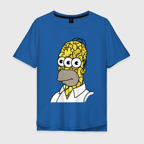 Мужская футболка хлопок Oversize с принтом Трёхглазый Гомер Симпсон в Кировске, 100% хлопок | свободный крой, круглый ворот, “спинка” длиннее передней части | 