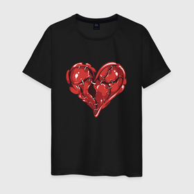 Мужская футболка хлопок с принтом Раненое штопаное сердце , 100% хлопок | прямой крой, круглый вырез горловины, длина до линии бедер, слегка спущенное плечо. | Тематика изображения на принте: 
