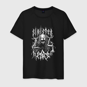 Мужская футболка хлопок с принтом Sinister   Black Metal Style в Курске, 100% хлопок | прямой крой, круглый вырез горловины, длина до линии бедер, слегка спущенное плечо. | 