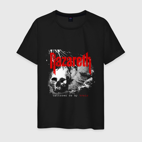 Мужская футболка хлопок с принтом NAZARETH rock в Кировске, 100% хлопок | прямой крой, круглый вырез горловины, длина до линии бедер, слегка спущенное плечо. | 