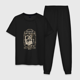 Мужская пижама хлопок с принтом Black Sabbath band в Белгороде, 100% хлопок | брюки и футболка прямого кроя, без карманов, на брюках мягкая резинка на поясе и по низу штанин
 | 