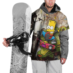 Накидка на куртку 3D с принтом Скейтбордист Барт Симпсон на фоне граффити в Белгороде, 100% полиэстер |  | 