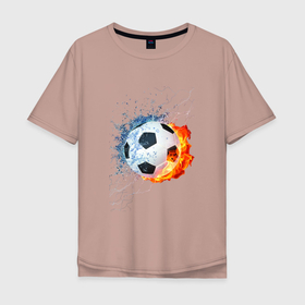 Мужская футболка хлопок Oversize с принтом Футбол   противостояние стихий , 100% хлопок | свободный крой, круглый ворот, “спинка” длиннее передней части | 