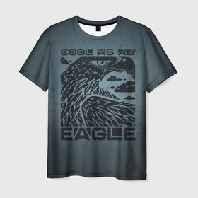 Мужская футболка 3D с принтом Cool as an eagle. (Крут как орел) в Белгороде, 100% полиэфир | прямой крой, круглый вырез горловины, длина до линии бедер | 