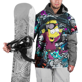 Накидка на куртку 3D с принтом Спортивный Барт Симпсон на фоне граффити в Кировске, 100% полиэстер |  | Тематика изображения на принте: 