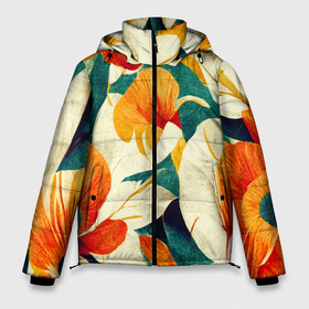 Мужская зимняя куртка 3D с принтом Винтажный цветочный рисунок в Тюмени, верх — 100% полиэстер; подкладка — 100% полиэстер; утеплитель — 100% полиэстер | длина ниже бедра, свободный силуэт Оверсайз. Есть воротник-стойка, отстегивающийся капюшон и ветрозащитная планка. 

Боковые карманы с листочкой на кнопках и внутренний карман на молнии. | 