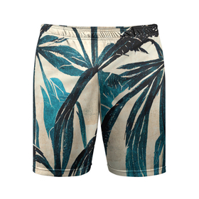 Мужские шорты спортивные с принтом Винтажные пальмы в Петрозаводске,  |  | Тематика изображения на принте: 