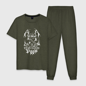 Мужская пижама хлопок с принтом Doom Marine в Курске, 100% хлопок | брюки и футболка прямого кроя, без карманов, на брюках мягкая резинка на поясе и по низу штанин
 | 